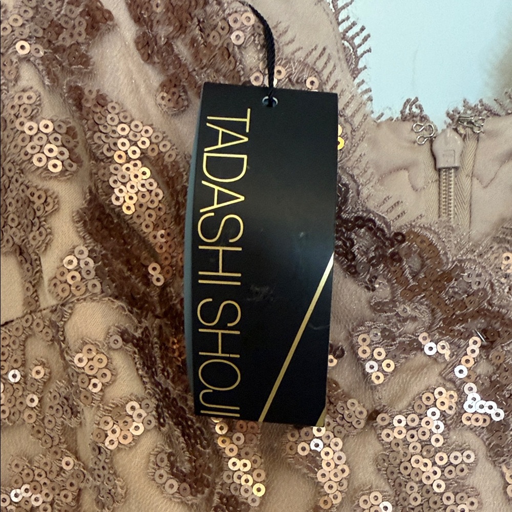 Tadashi Shoji Sparkling Sequin knee length Dress in Dusty Rose color - Picture 10 of 10